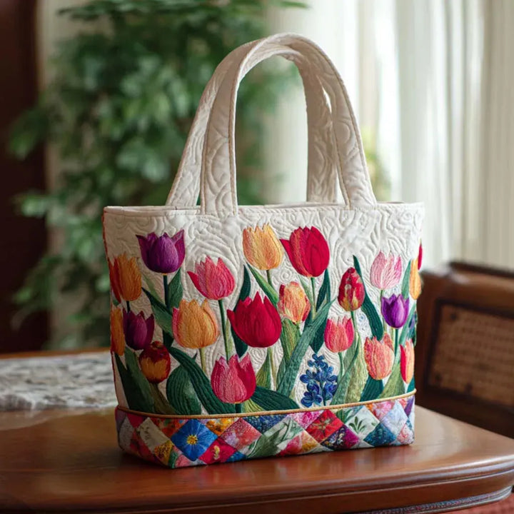 Trapuntato Tote Borsa - Tulip Garden