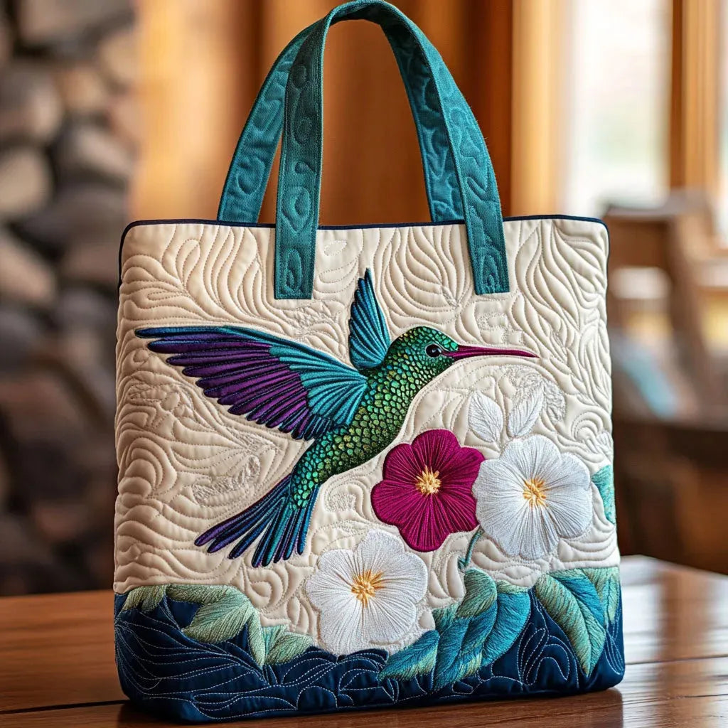 Trapuntato Borsa - Hummingbird and Bianco Flower