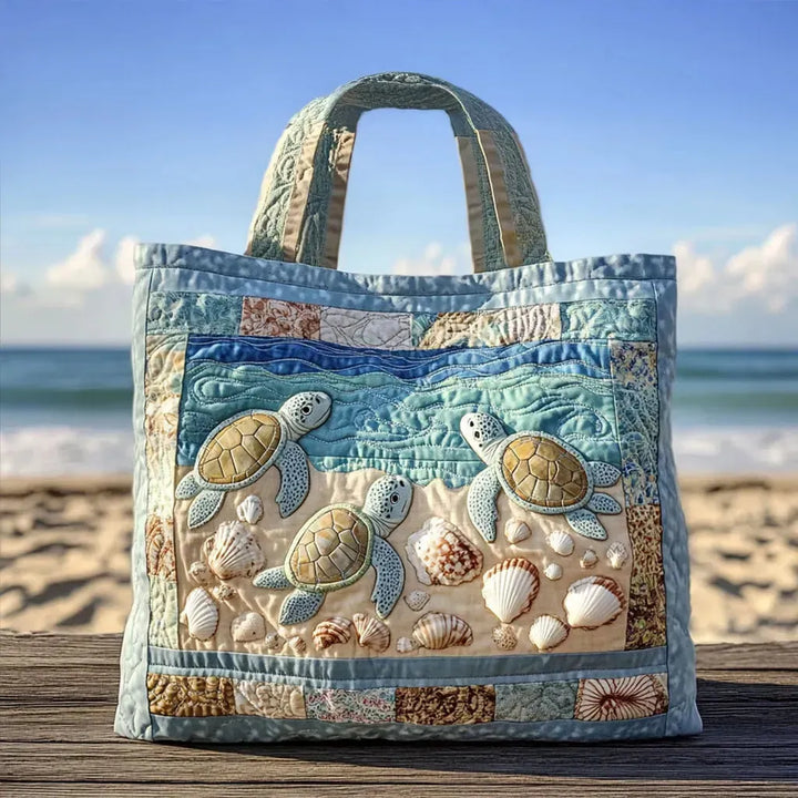 Artisanal Trapuntato Borsa - Sea Turtles