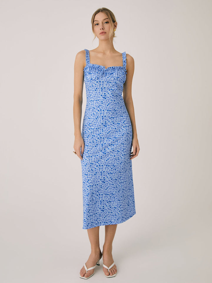 Amelie | Bohémien Floreale Midi Abito with Adjustable Straps