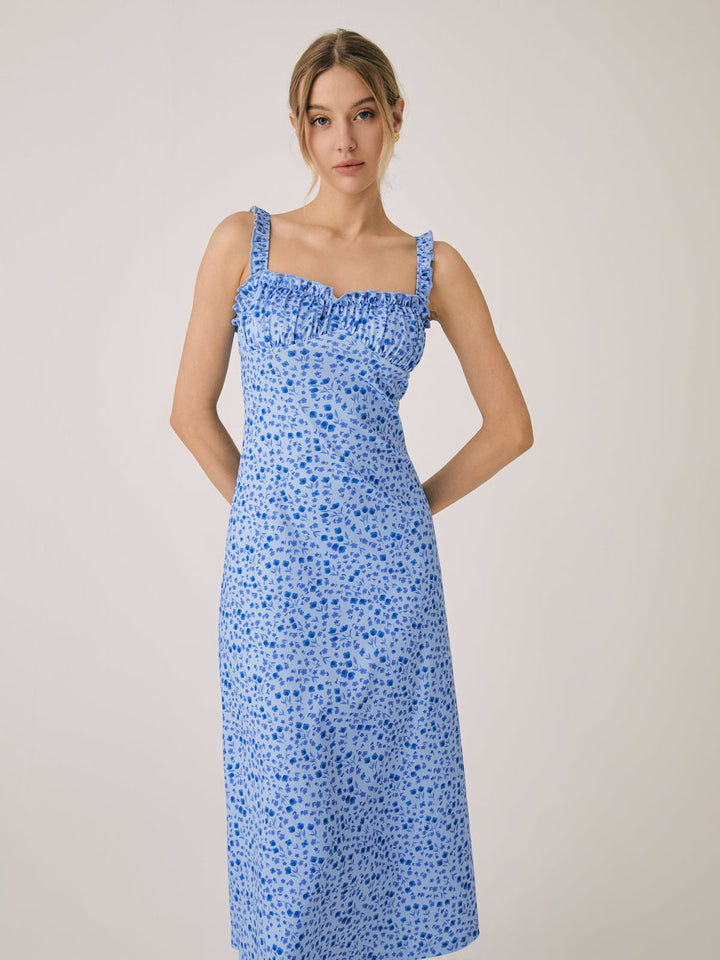 Amelie | Bohémien Floreale Midi Abito with Adjustable Straps