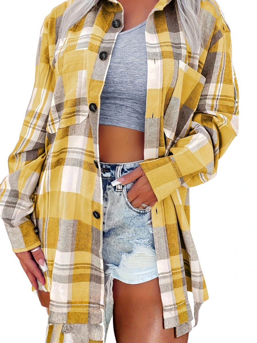Mandy gingham long sleeve summer shirt for women