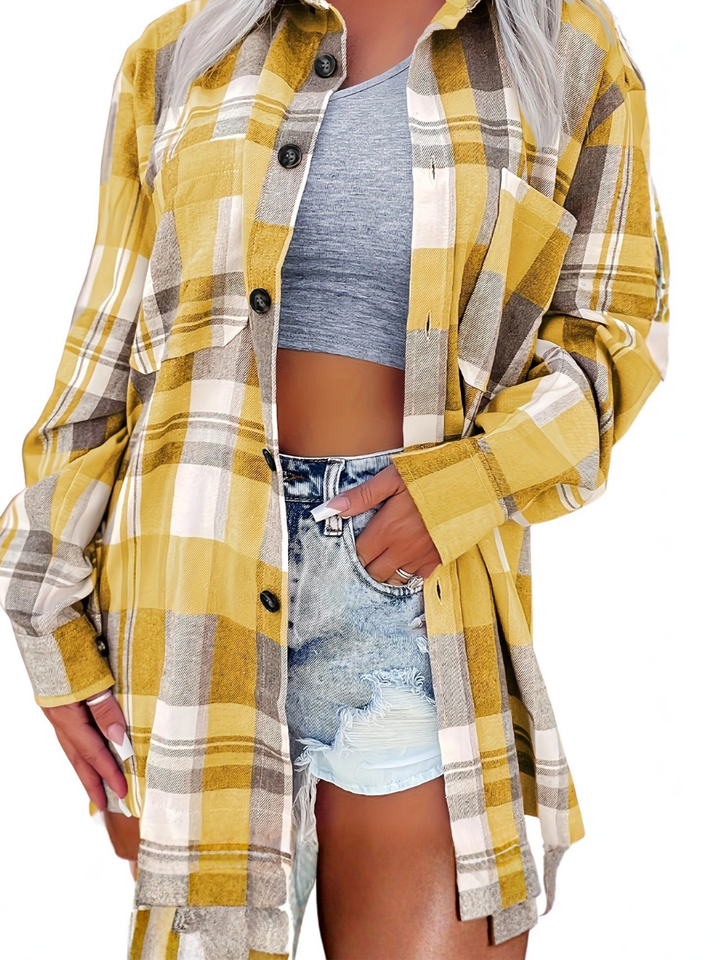 Mandy gingham long sleeve summer shirt for women