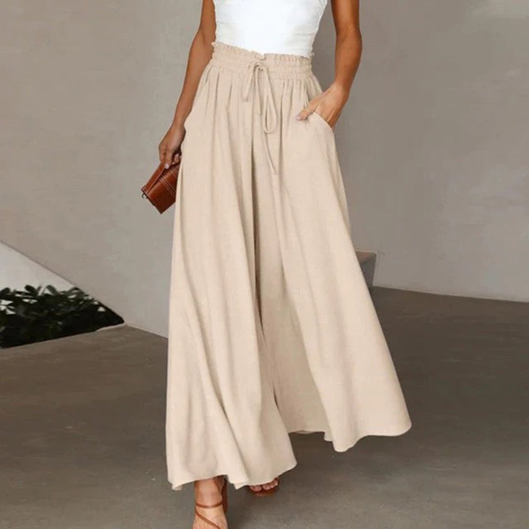Mairi | Flowing Shirred Waist Palazzo Pantaloni