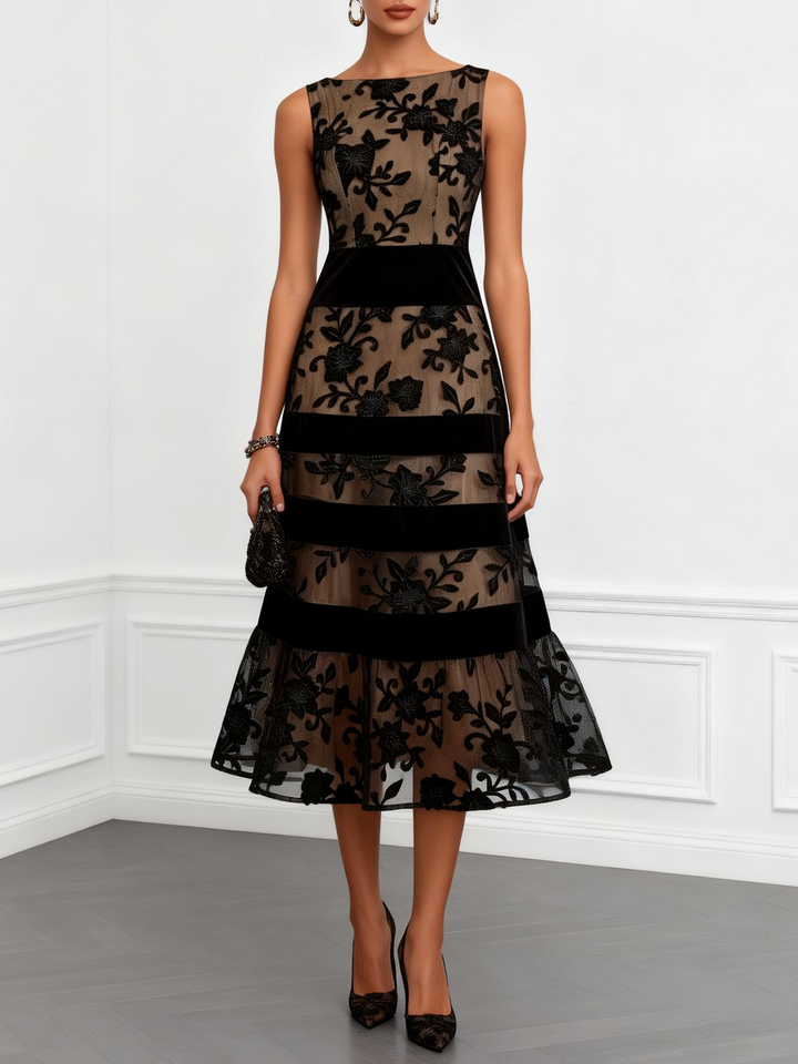 Marisette | Nero Mesh Midi Abito