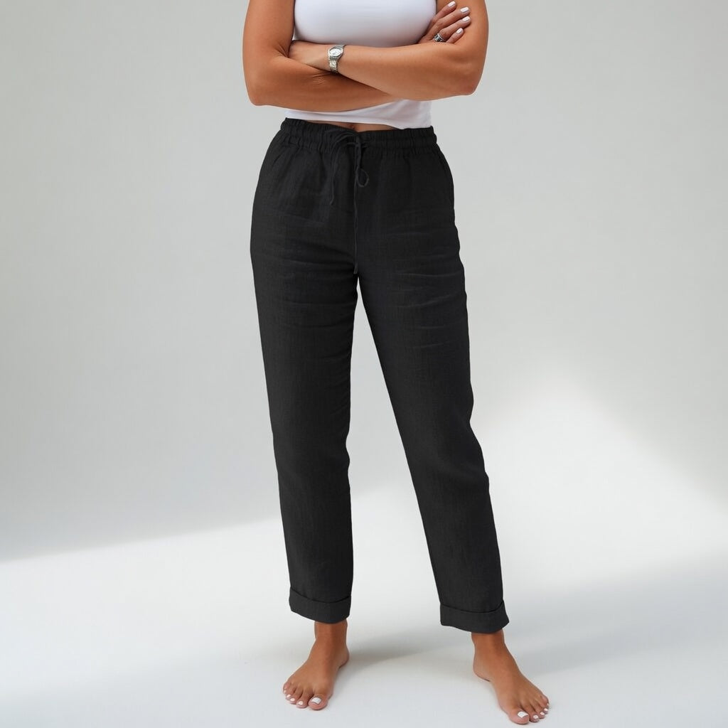 Etta | Rilassato Cotone Gamba Larga Pantaloni with Pockets