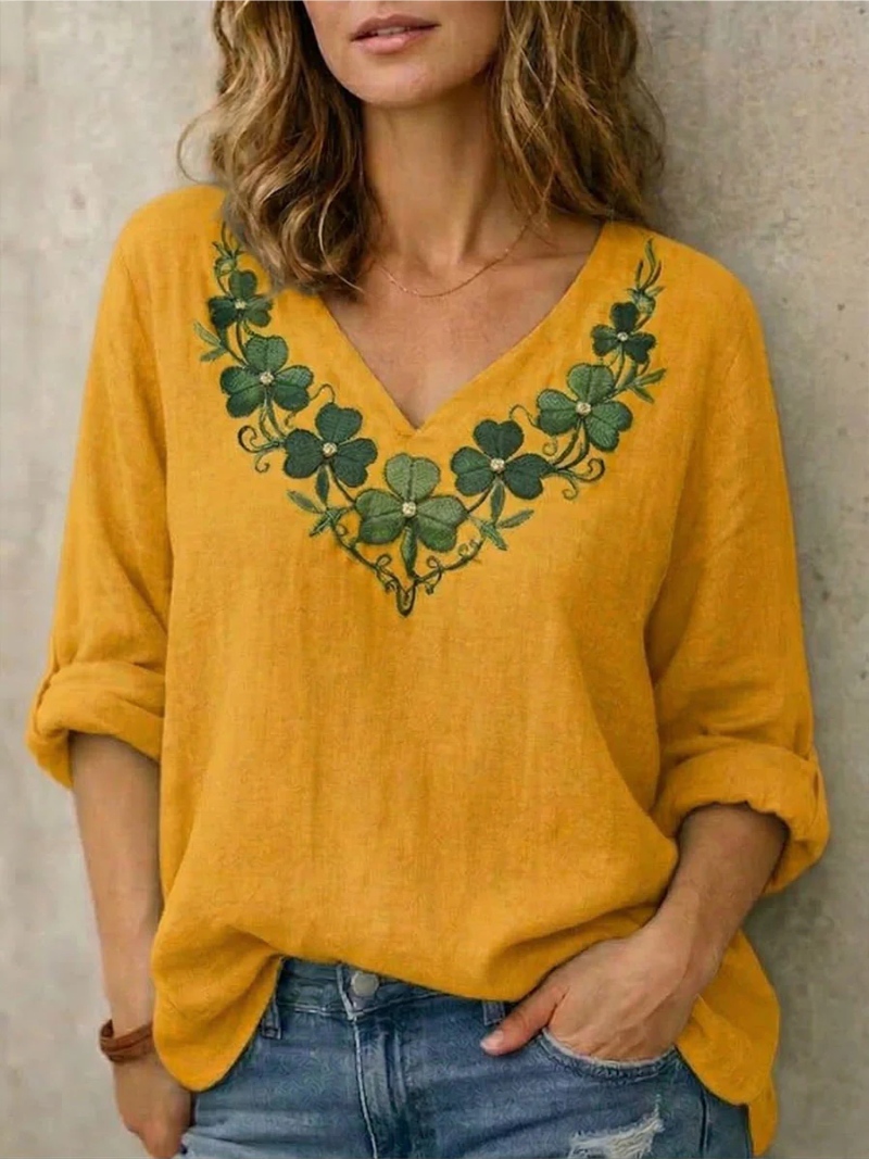 Willa | Scollo a V Embroidered Camicetta