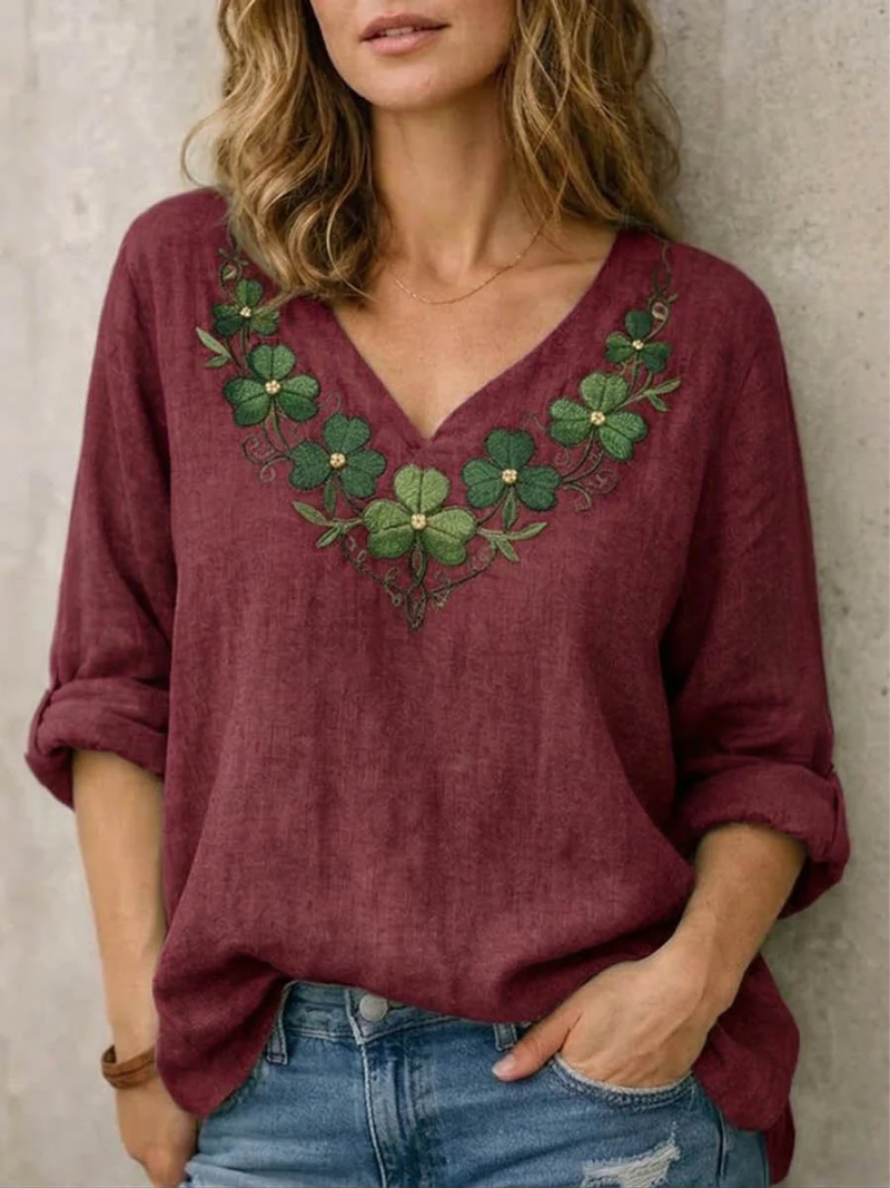 Willa | Scollo a V Embroidered Camicetta