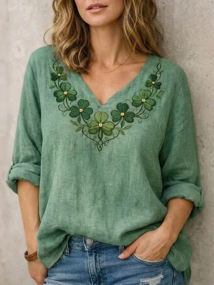 Willa | Scollo a V Embroidered Camicetta