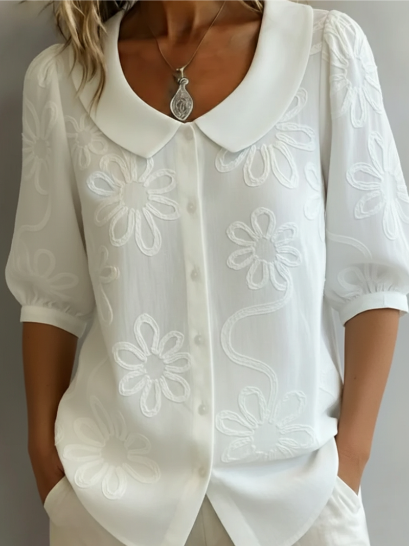 Nell | Floreale Embroidered Camicetta