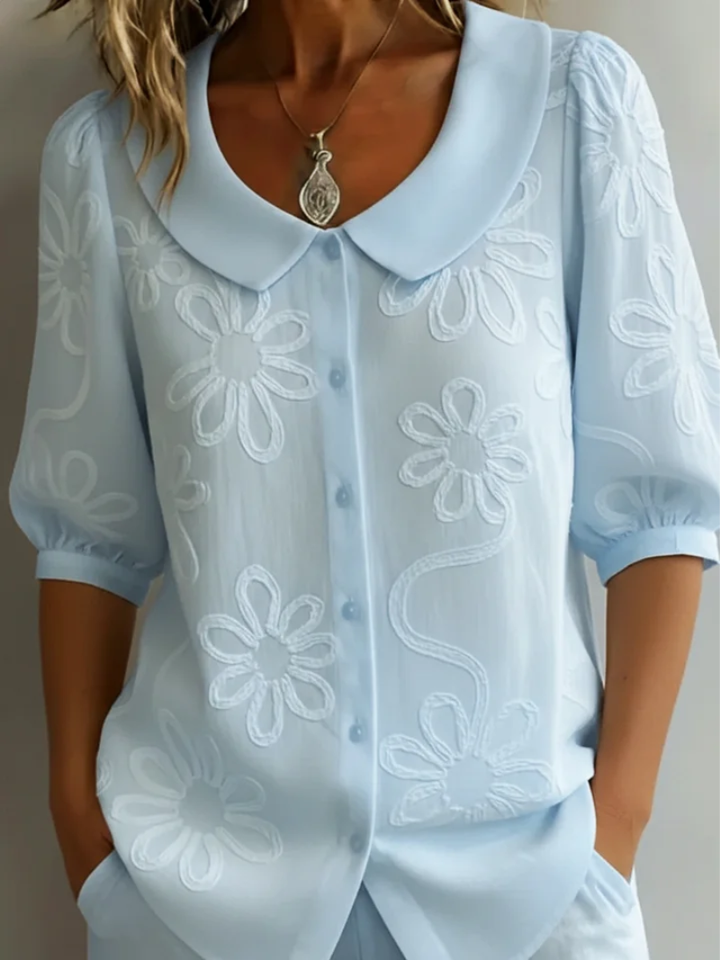 Nell | Floreale Embroidered Camicetta