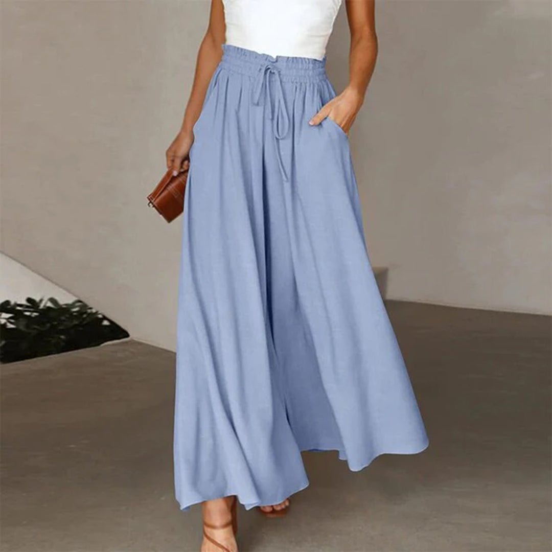 Mairi | Flowing Shirred Waist Palazzo Pantaloni