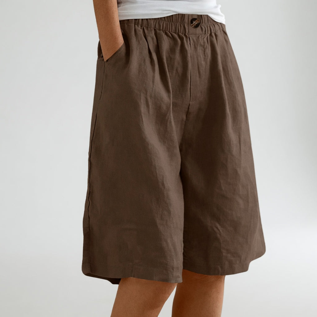 Amberley | Breezy Gamba Larga Lino Shorts with Elastic Waist