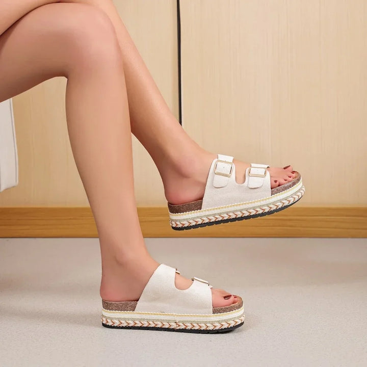 Valka | Sandali con Zeppa Beige