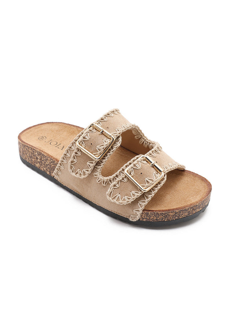 Wilhelmina | Beige Wedge Sandalo