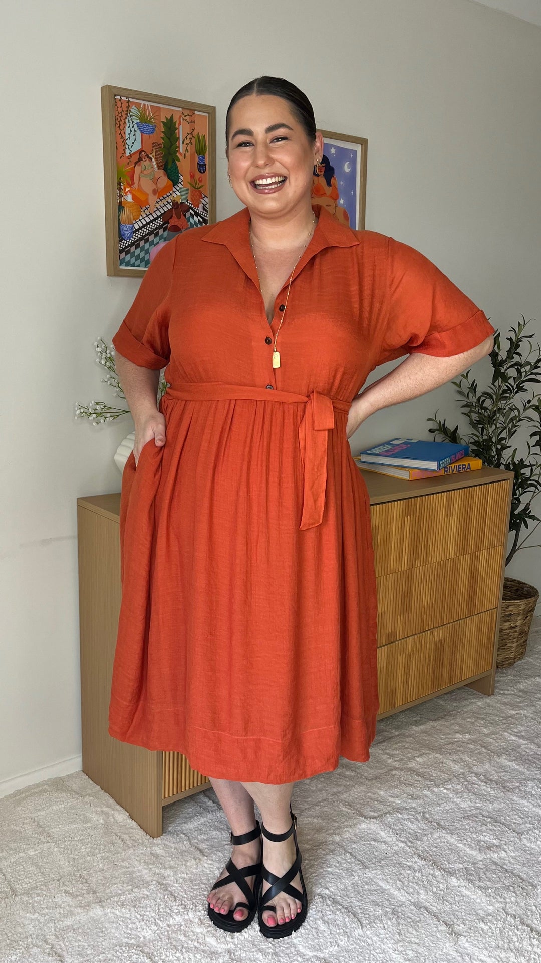 Olive | Abito Midi Color Ruggine