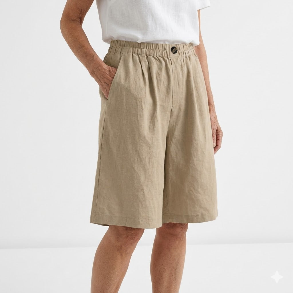 Amberley | Breezy Gamba Larga Lino Shorts with Elastic Waist