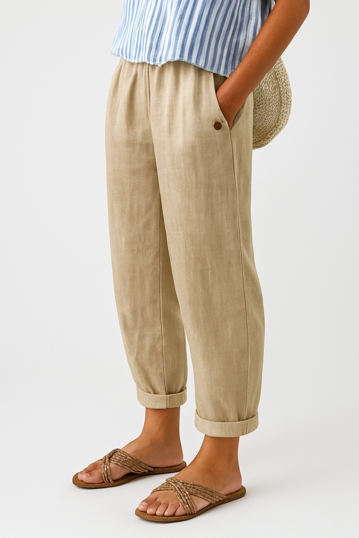 Perrie | Semplice Lino Pantaloni with Side Pockets