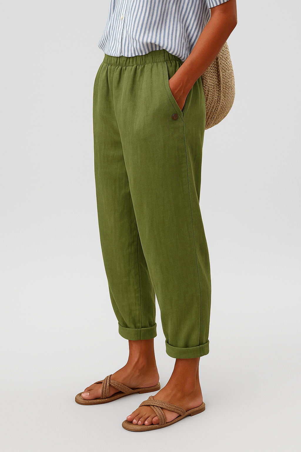 Perrie | Semplice Lino Pantaloni with Side Pockets