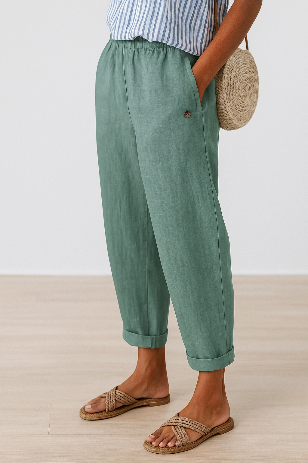 Perrie | Semplice Lino Pantaloni with Side Pockets