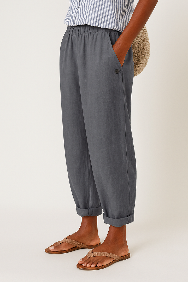 Perrie | Semplice Lino Pantaloni with Side Pockets