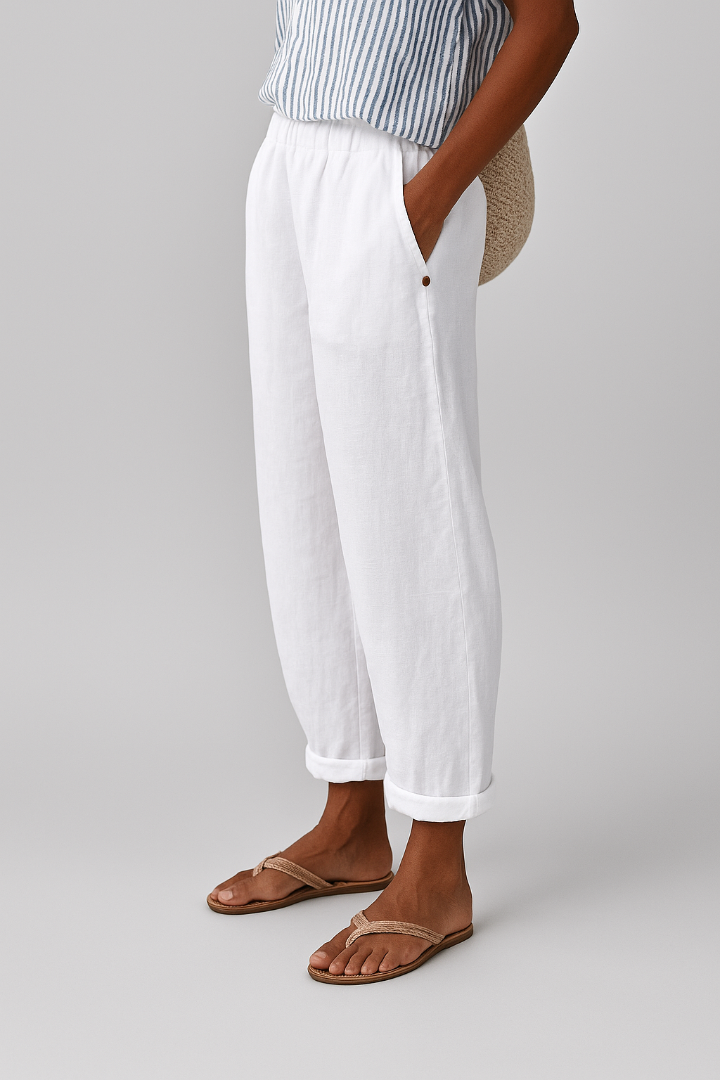 Perrie | Semplice Lino Pantaloni with Side Pockets