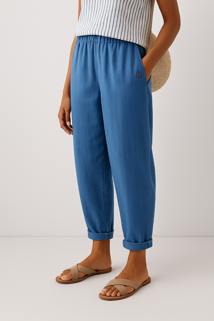 Perrie | Semplice Lino Pantaloni with Side Pockets