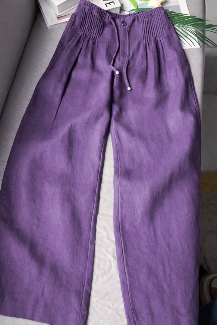 Zofia | Leggero Gamba Larga Cotone Pantaloni