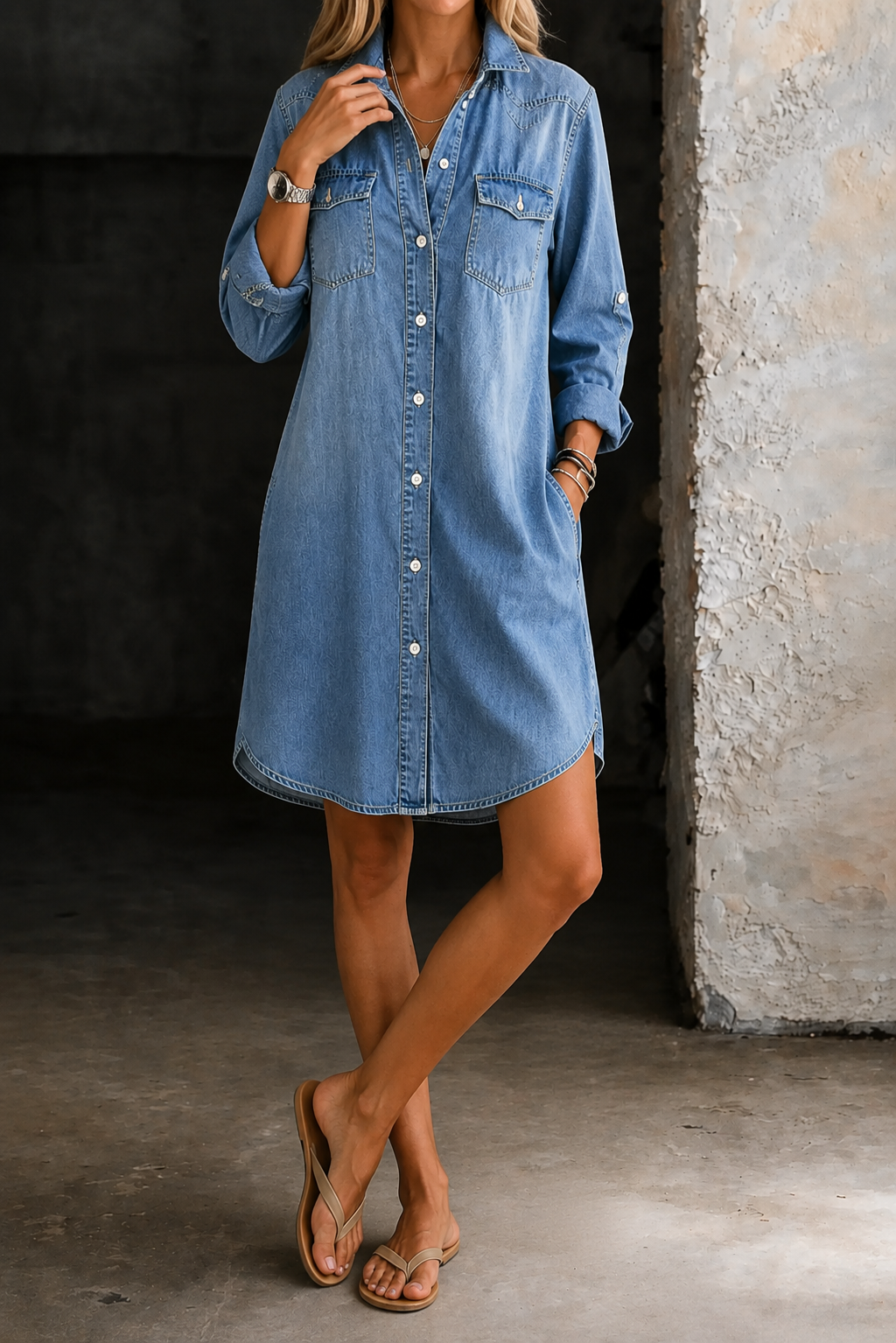 Donna | Abito Camicia in Denim Casual Elegante