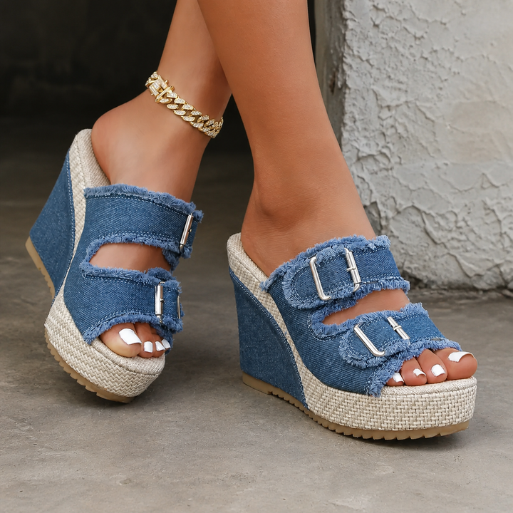 Atelier | Sandali Zeppa con Bordo Sfrangiato