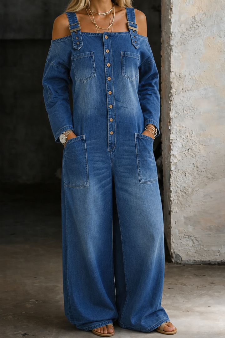 Sophia | Tuta in Denim Spalle Scoperte