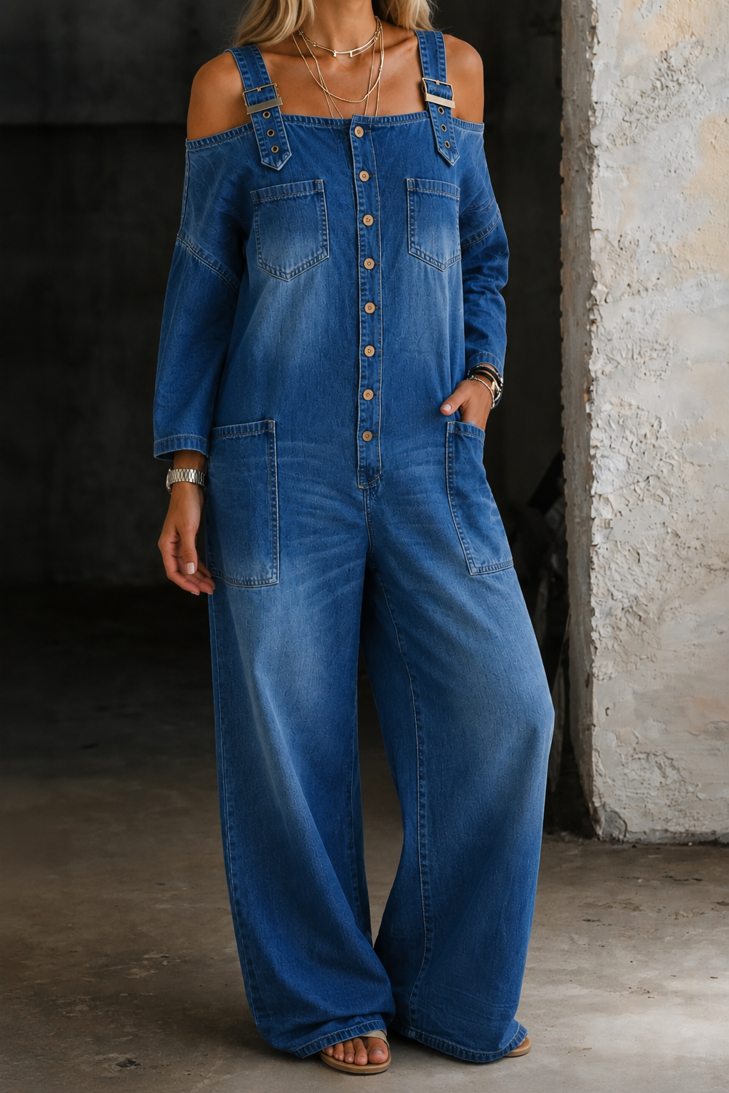 Sophia | Tuta in Denim Spalle Scoperte