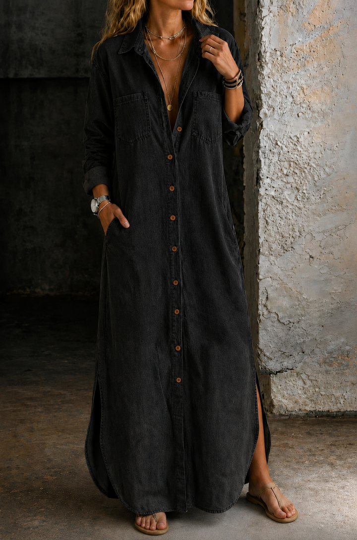 Delana | Abito in Denim con Bottoni