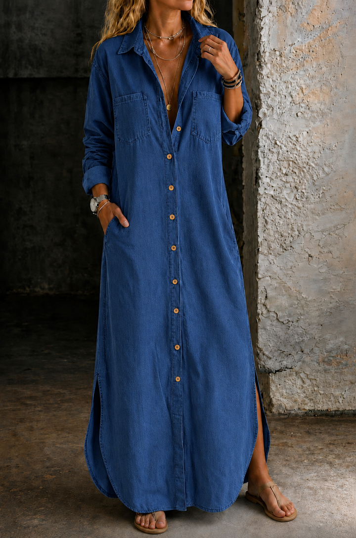Delana | Abito in Denim con Bottoni
