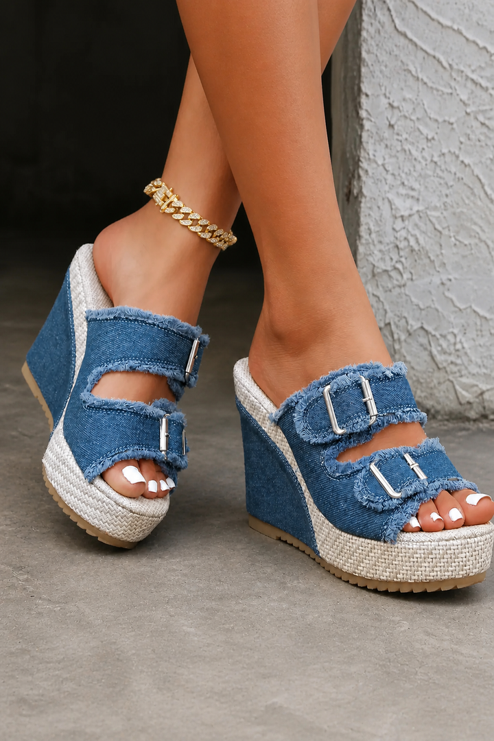 Atelier | Sandali Zeppa con Bordo Sfrangiato