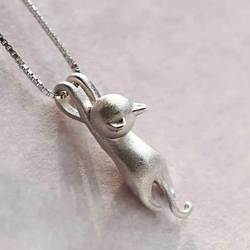Collana Divertente con Gattino in Argento 925