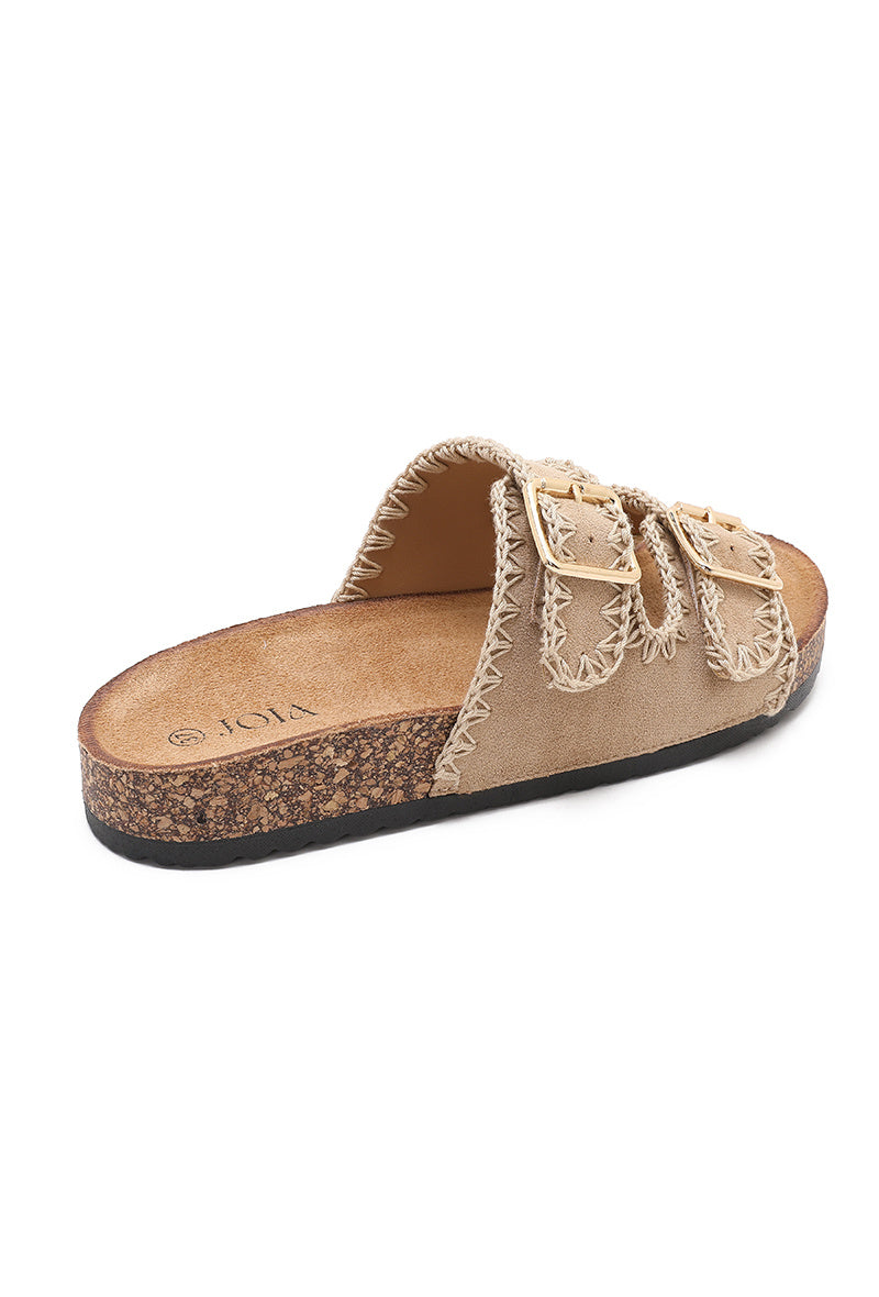 Wilhelmina | Beige Wedge Sandalo