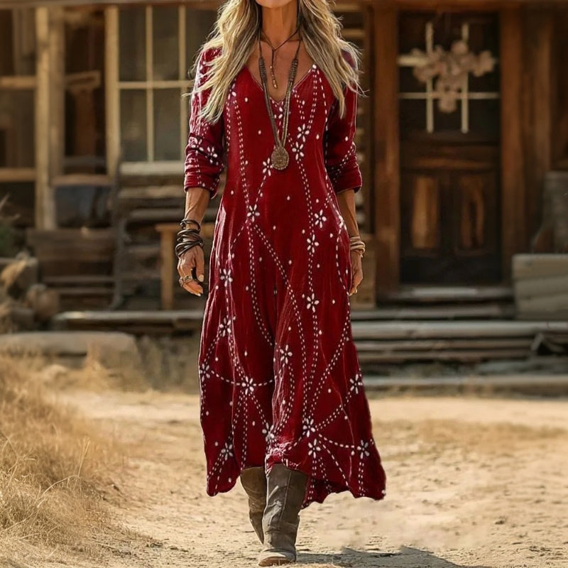 Annalise | Rosso Manica Lunga Casual Abito