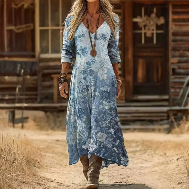 Honeysett | Blu Manica Lunga Casual Abito