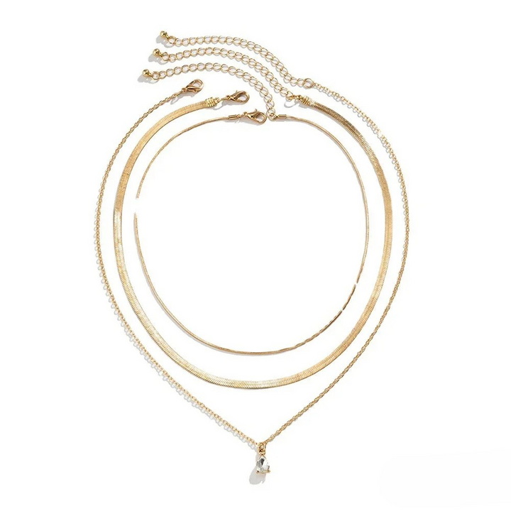 Layered Collana with Oro-Coloured Zirconia Pendant
