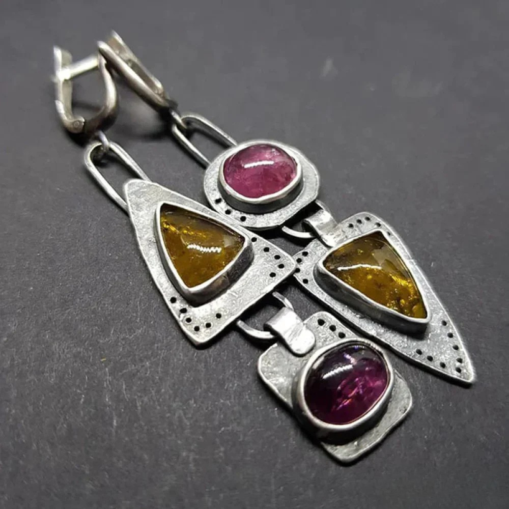 Retro Triangular Geometric Orecchini