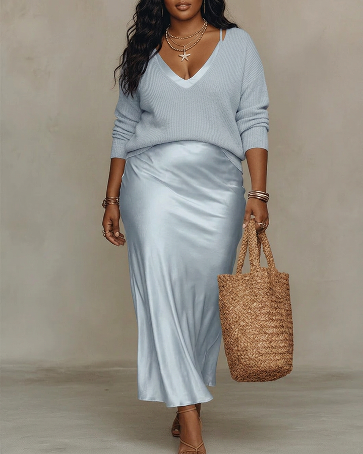 Alessia | Elegante Raso Midi Abito