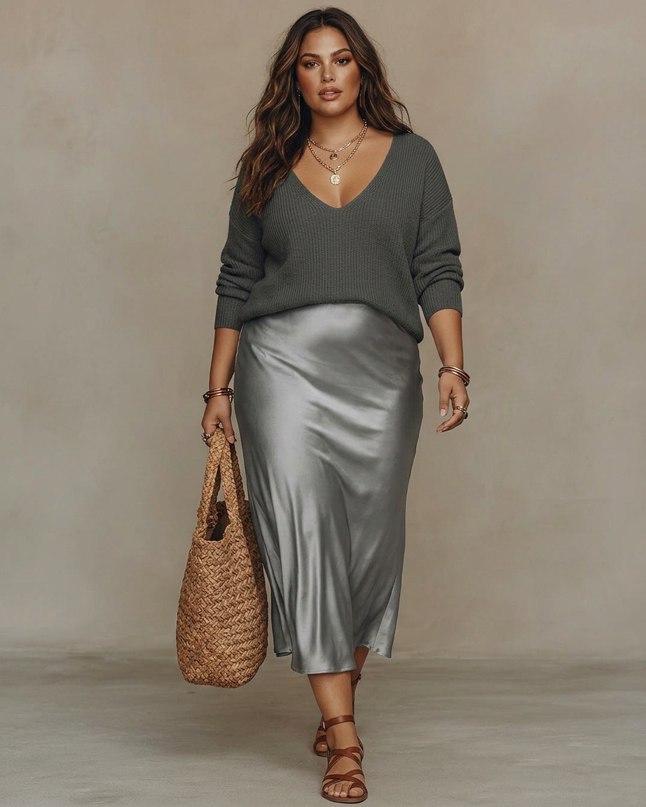 Alessia | Elegante Raso Midi Abito