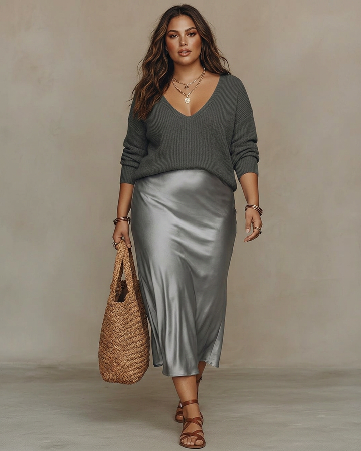 Alessia | Elegante Raso Midi Abito