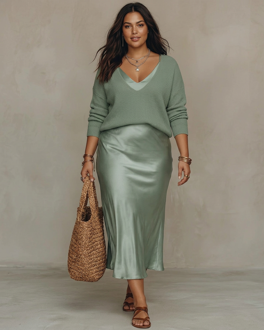Alessia | Elegante Raso Midi Abito