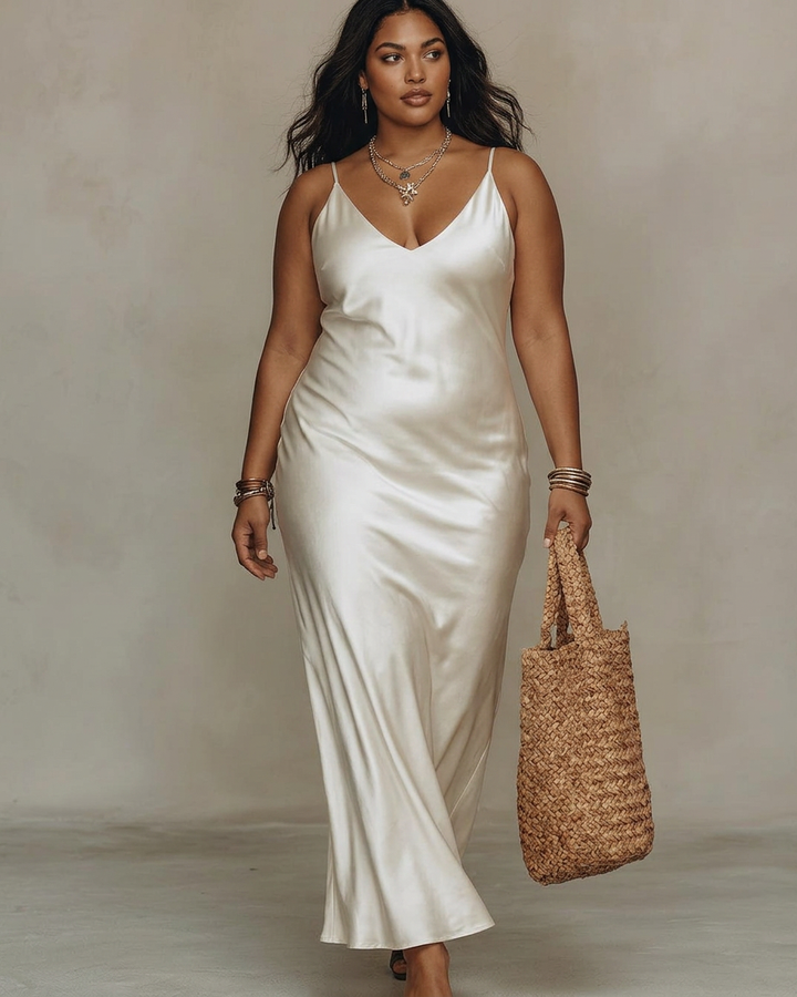 Alessia | Elegante Raso Midi Abito