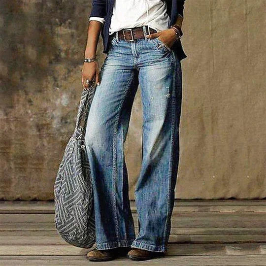 Roslyn | Retro High Waist Gamba Larga Flare Jeans