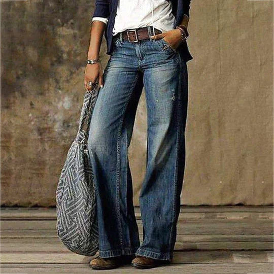 Roslyn | Retro High Waist Gamba Larga Flare Jeans