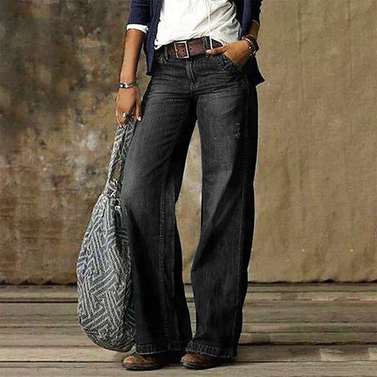 Roslyn | Retro High Waist Gamba Larga Flare Jeans