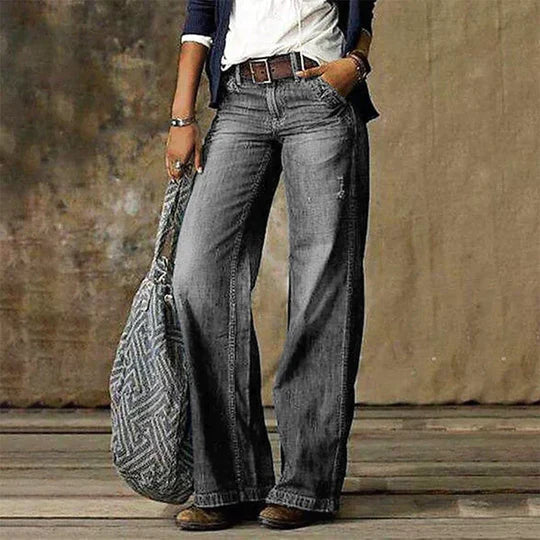 Roslyn | Retro High Waist Gamba Larga Flare Jeans